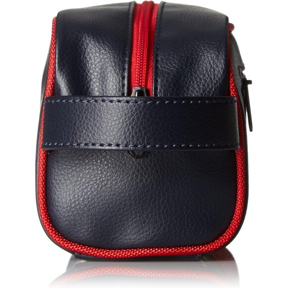 Men's Red Top Zip Travel Kit Leather Toiletry Bag Casual Organizer Accessory - Picture 3 of 6